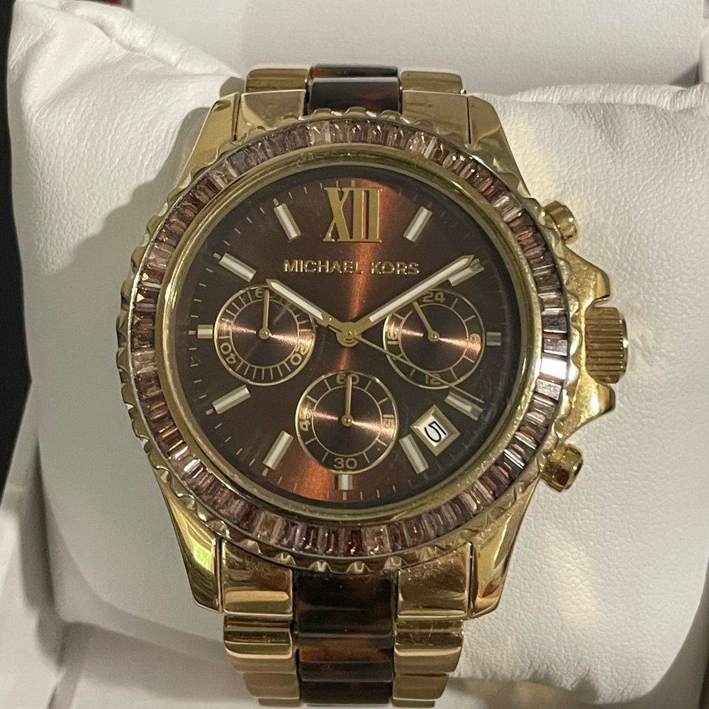 Michael Kors Watch, Chocolate Face with Tortoiseshell and Gold Band